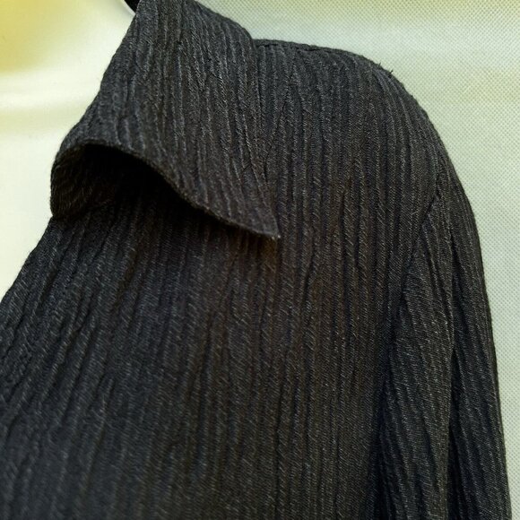 Soft Surroundings 3CW86 Cannes Black Textured Gauze One-Piece Jumpsuit LP - Picture 3 of 6